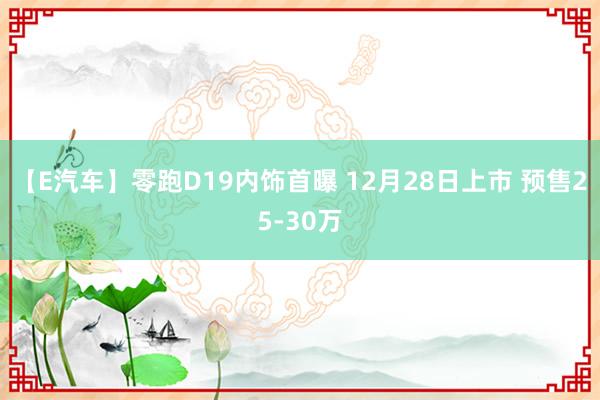【E汽车】零跑D19内饰首曝 12月28日上市 预售25-30万